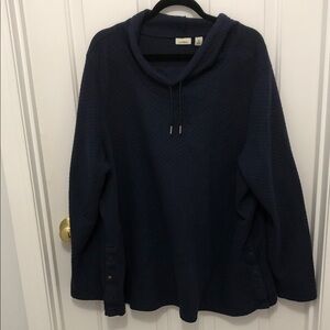 L.L. Bean Navy Quilted Funnel neck Pullover